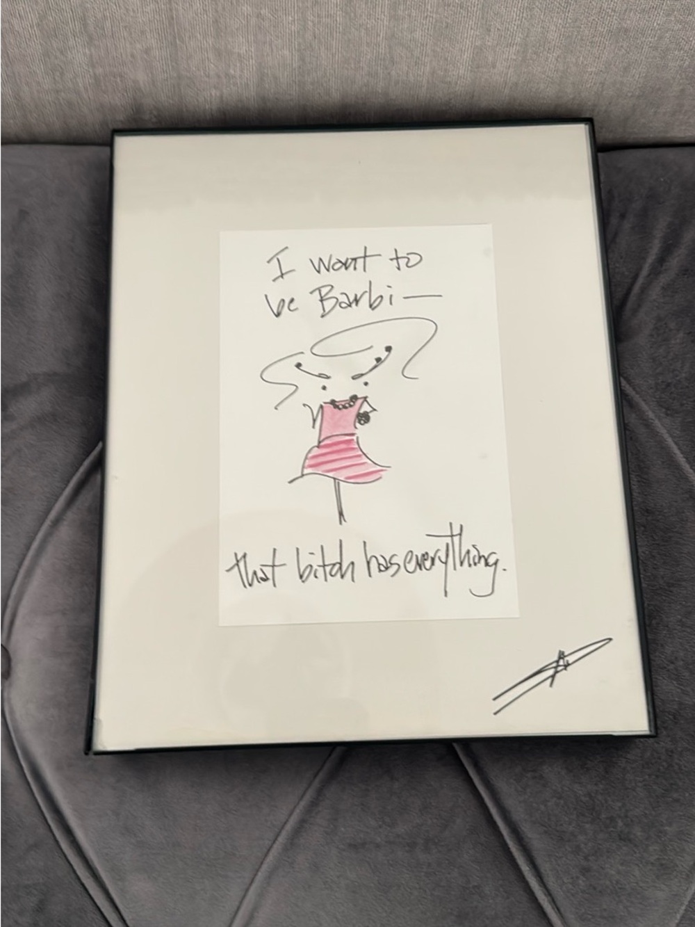 Hand-Drawn Pink Dress Wall Art Print - Unbranded - Picture 6 of 7
